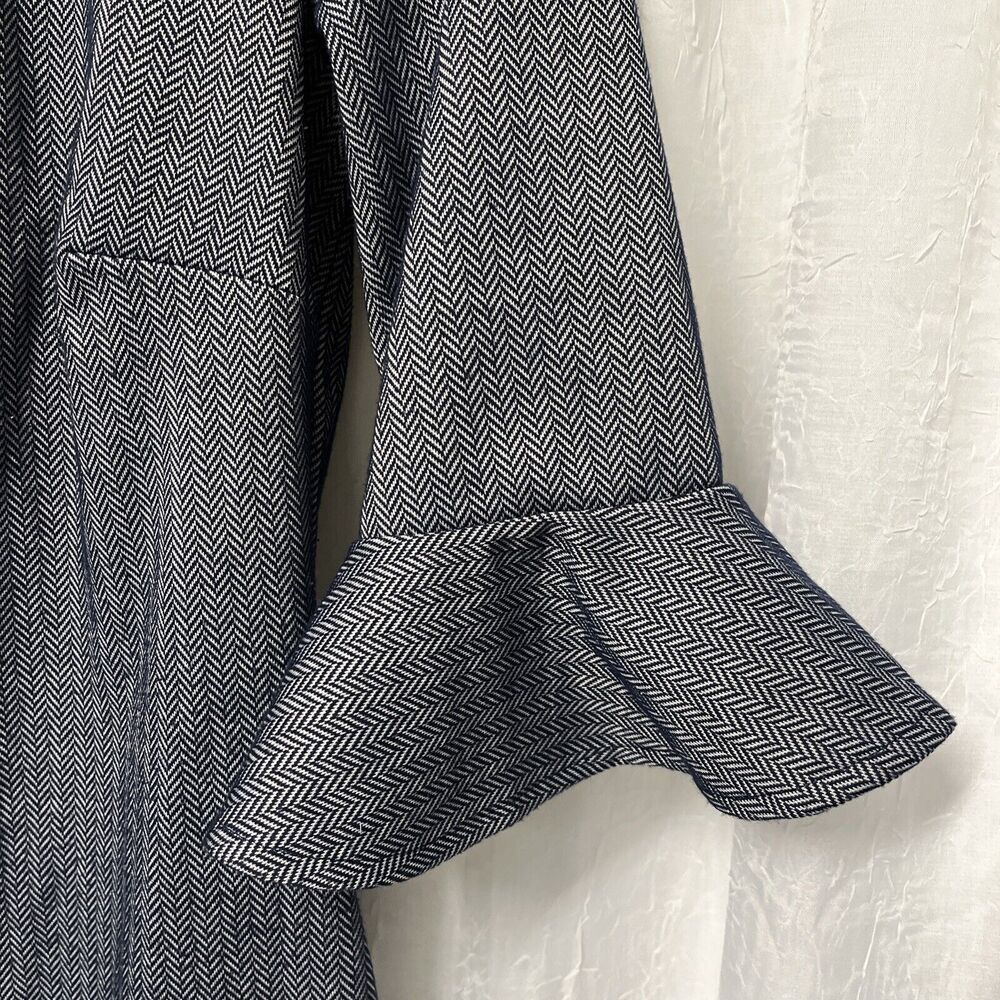 BANANA REPUBLIC Navy Herringbone Ponte Dress Flutter Sleeves Stretch WOMENS 6 - Picture 3 of 6